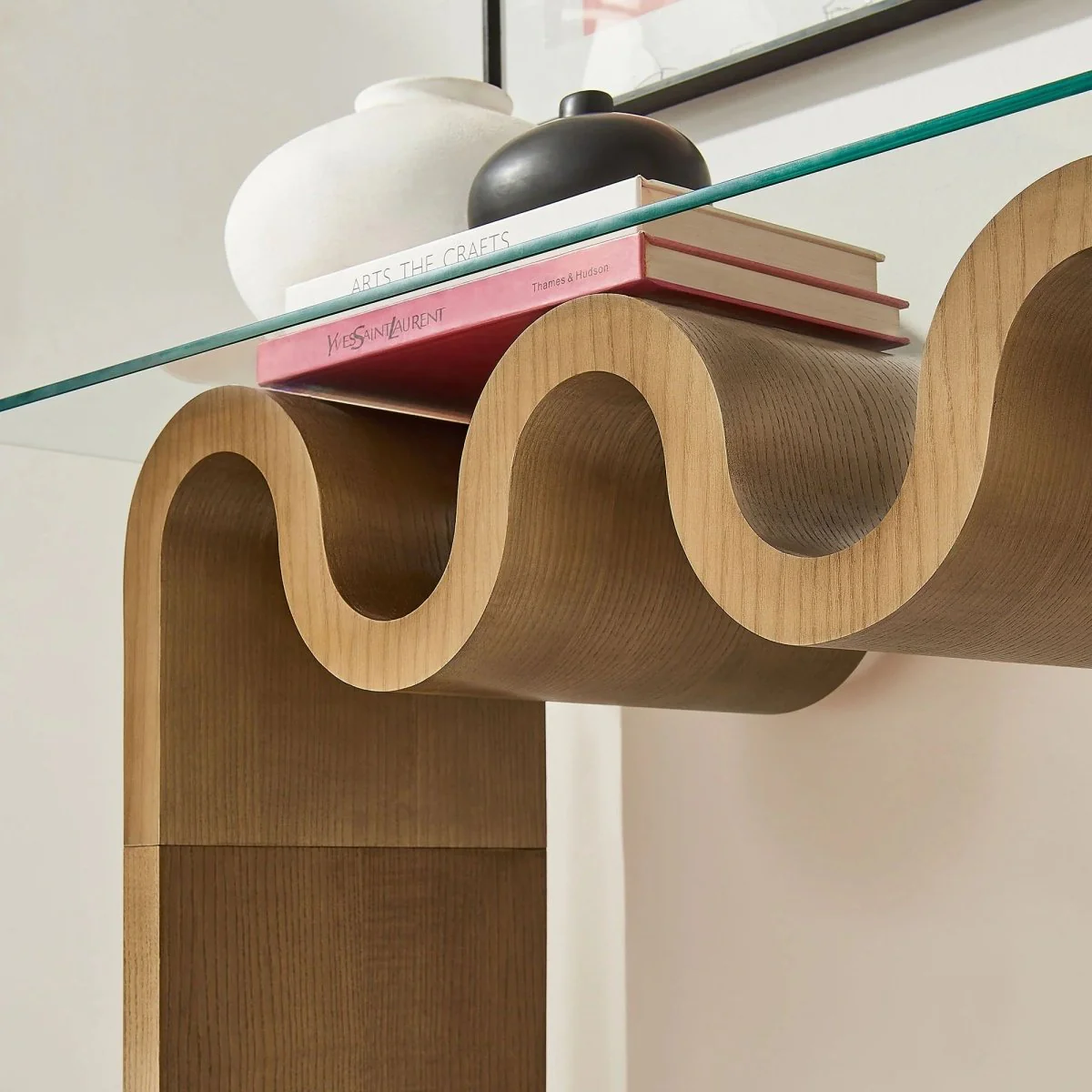 Wave Frame Glass Top Console Table – 50 Inch - Image 7