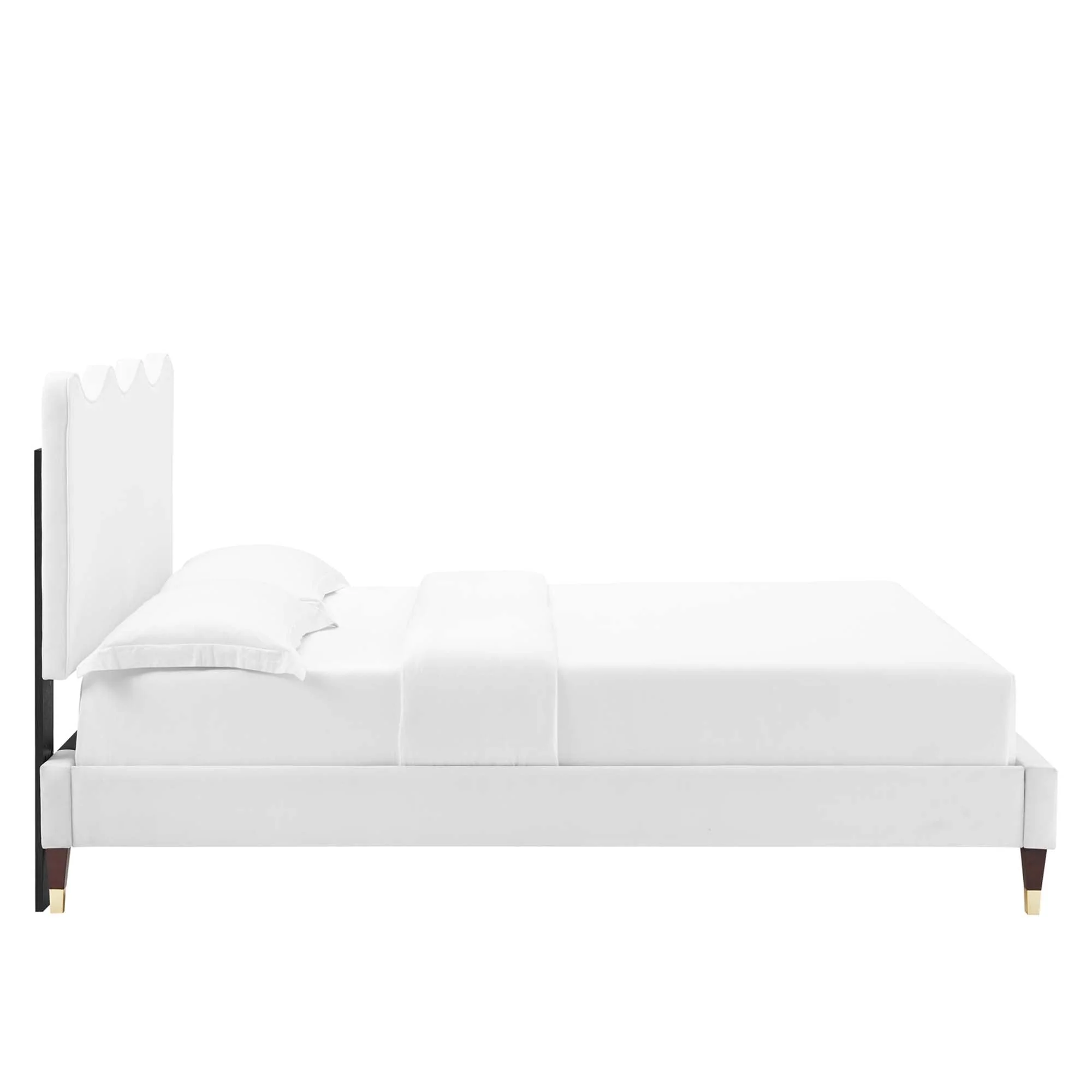 Wave-Inspired Scalloped Performance Velvet Platform Bed - Image 11