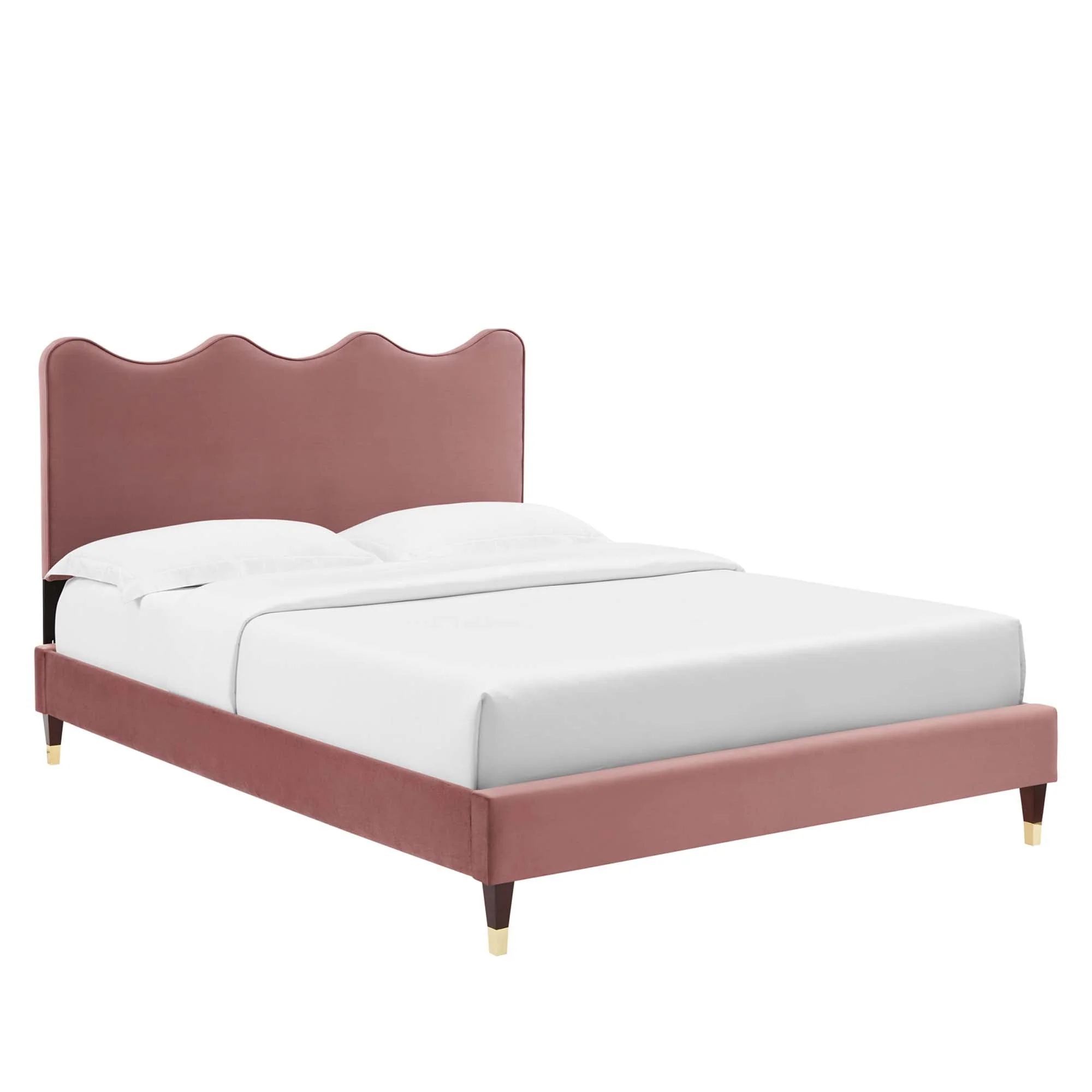 Wave-Inspired Scalloped Performance Velvet Platform Bed - Image 19