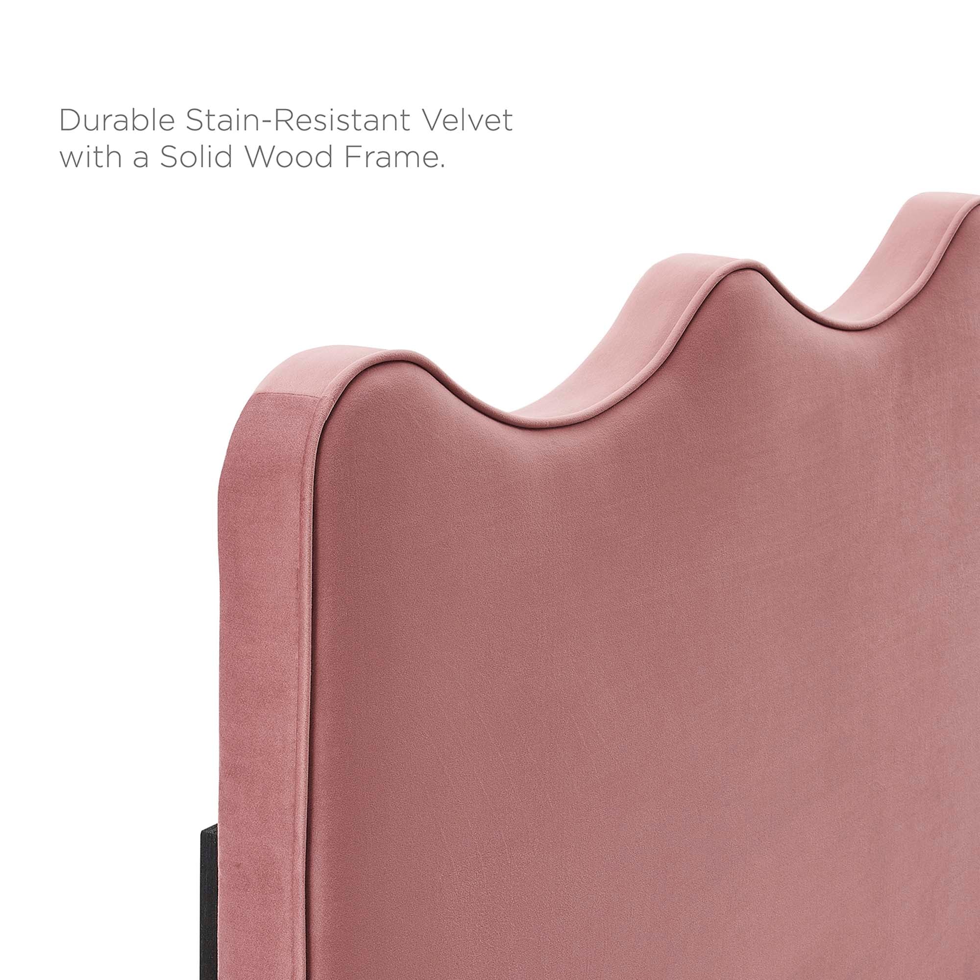 Wave-Inspired Scalloped Performance Velvet Platform Bed - Image 2