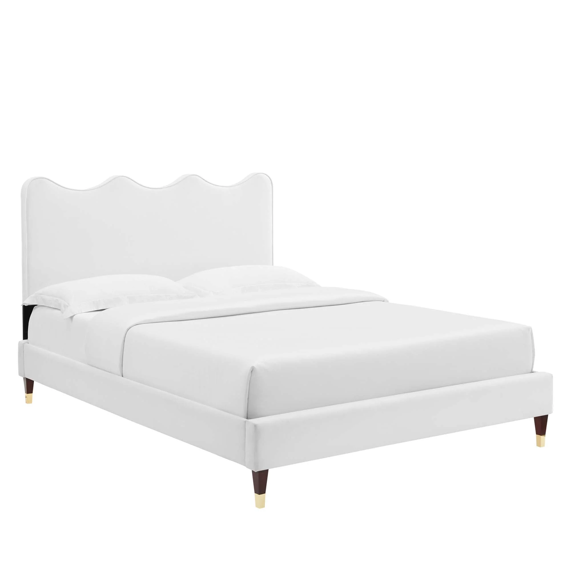 Wave-Inspired Scalloped Performance Velvet Platform Bed - Image 25