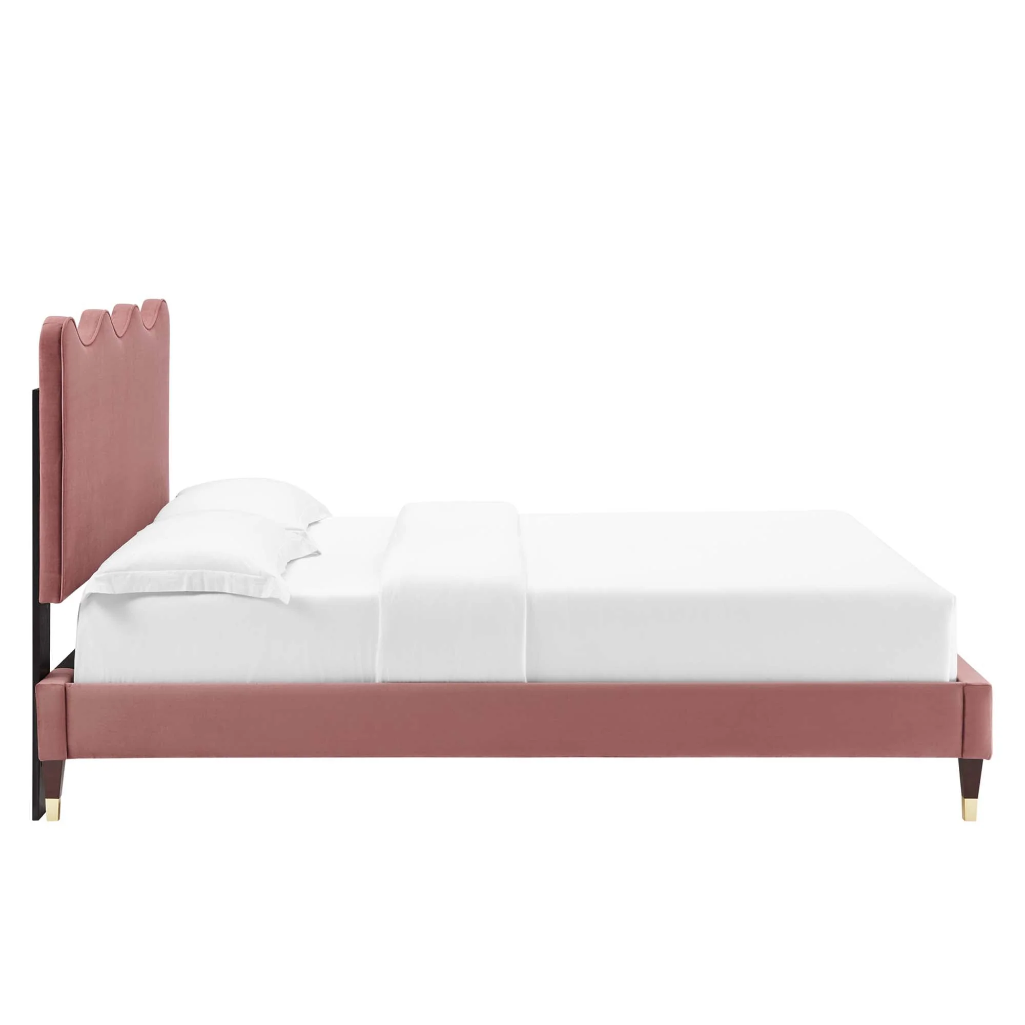 Wave-Inspired Scalloped Performance Velvet Platform Bed - Image 5