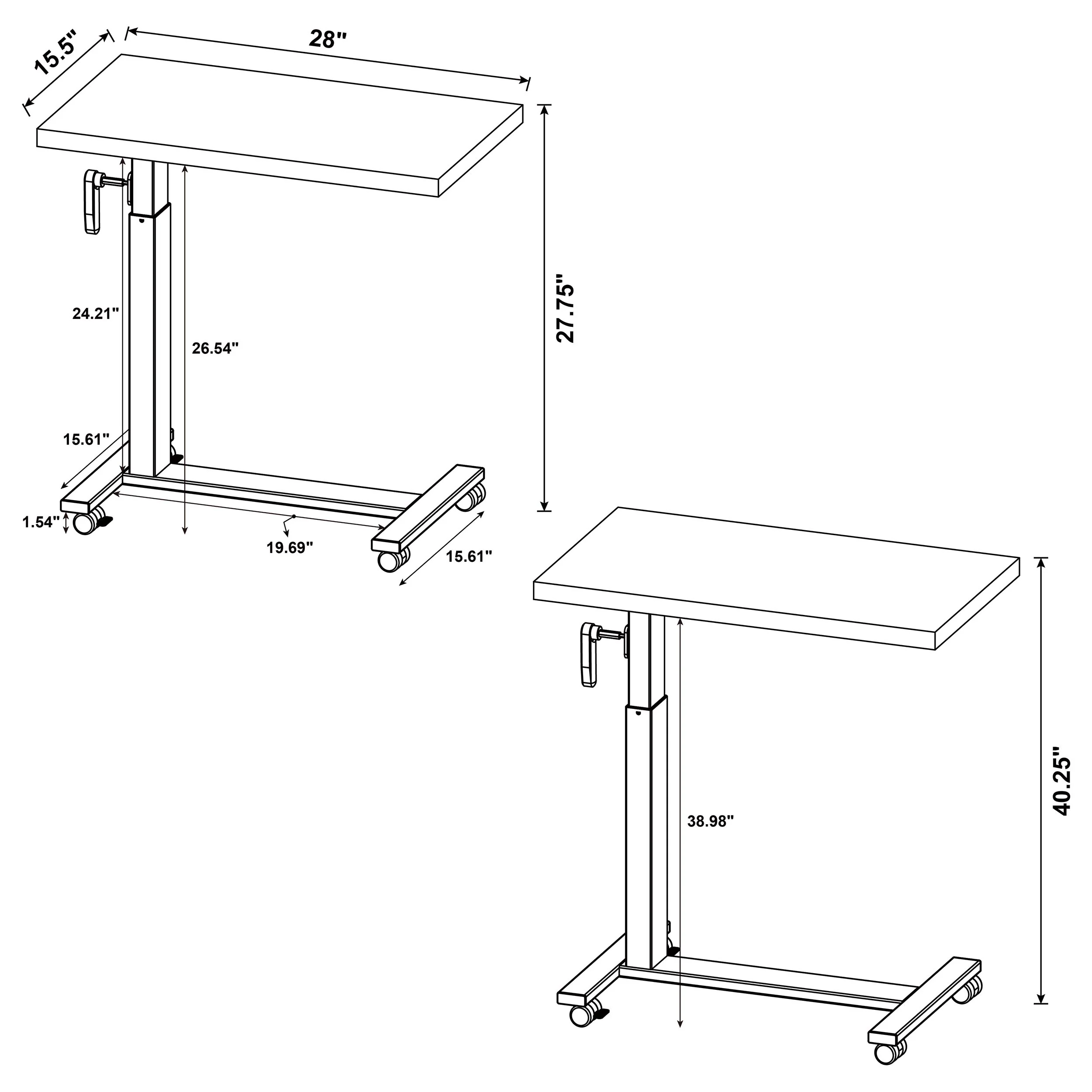 Westpark Height Adjustable Mobile C-Table, Dark Pine - Image 15