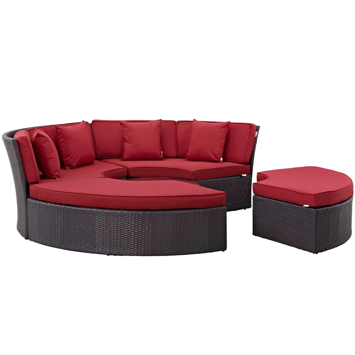 Wicker Circular Outdoor Patio Daybed Set with Cushions and Canopy for Relaxation - Image 9