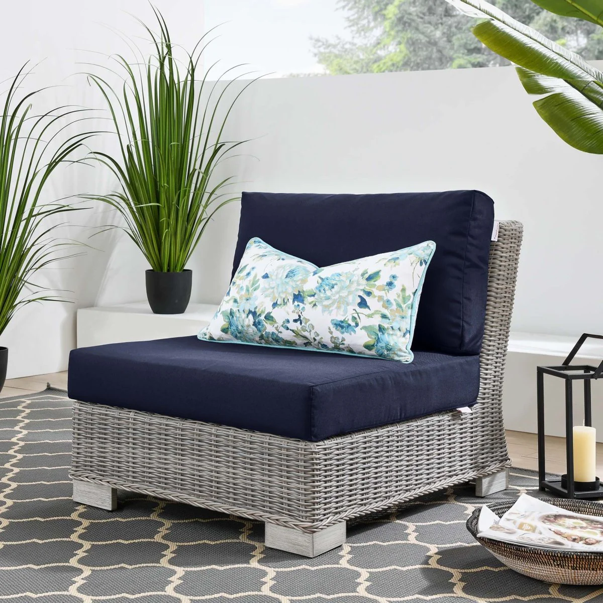 Wicker Outdoor Armless Chair for Patio and Garden Seating, Durable Lounge Piece - Image 14