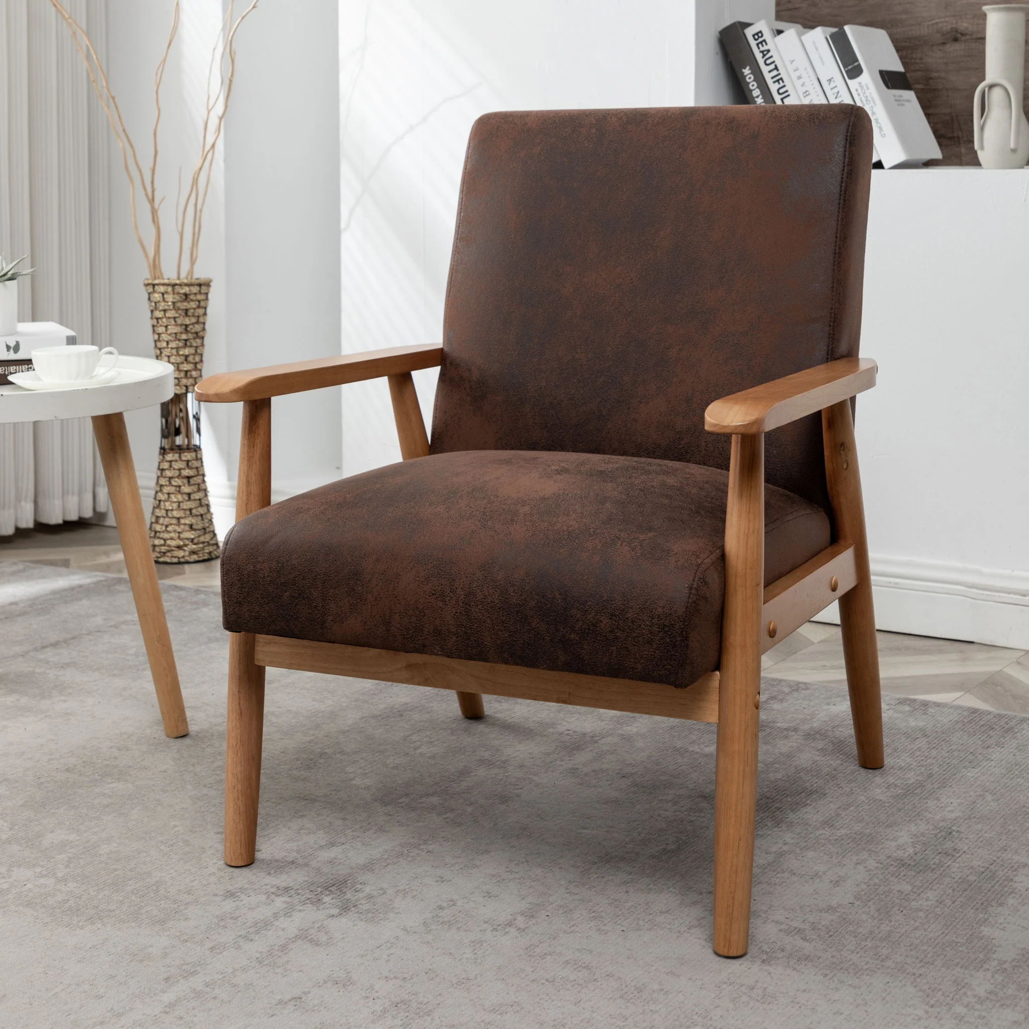 Wide Arm Chair - Brown - Image 3