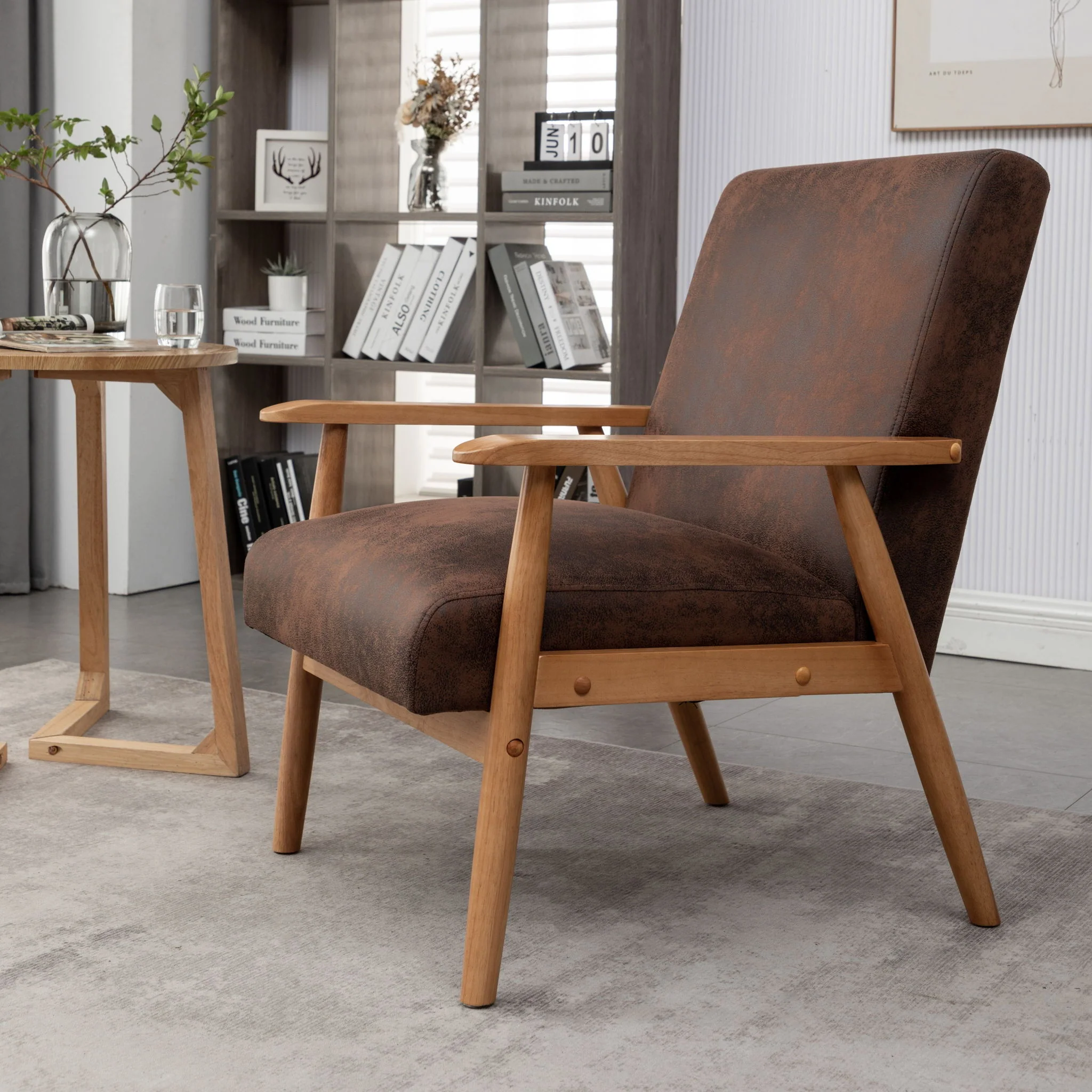 Wide Arm Chair - Brown - Image 4