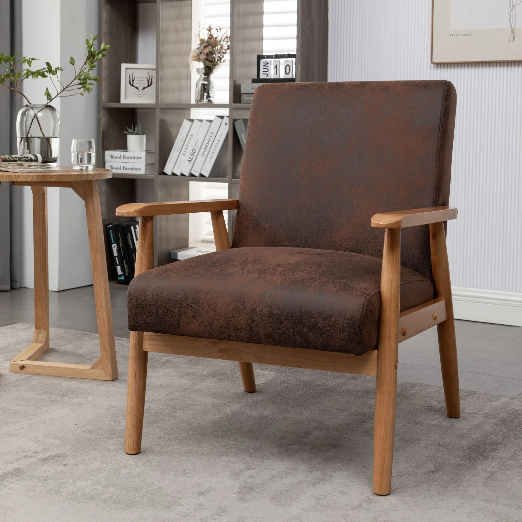 Wide Arm Chair - Brown - Image 5