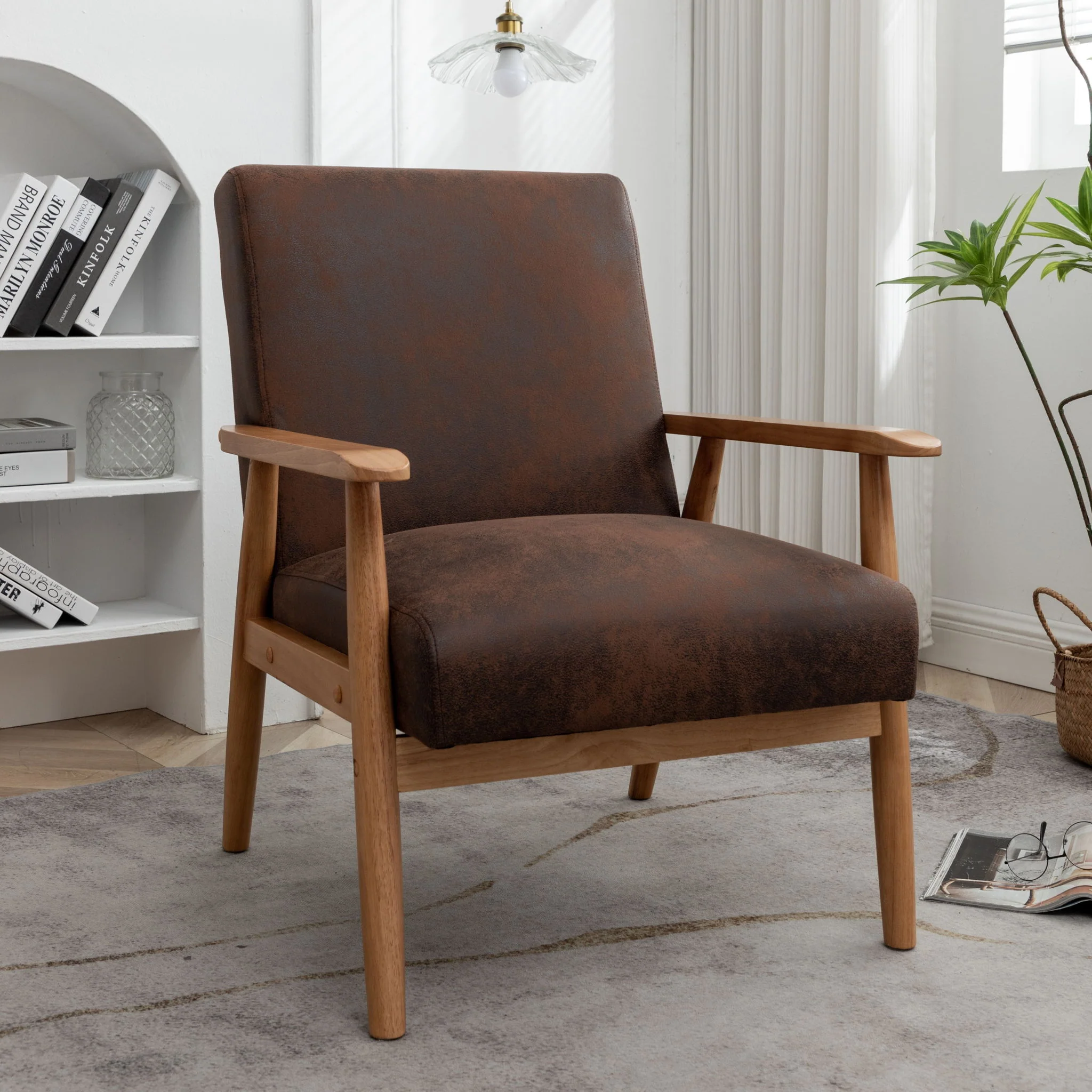 Wide Arm Chair - Brown - Image 8