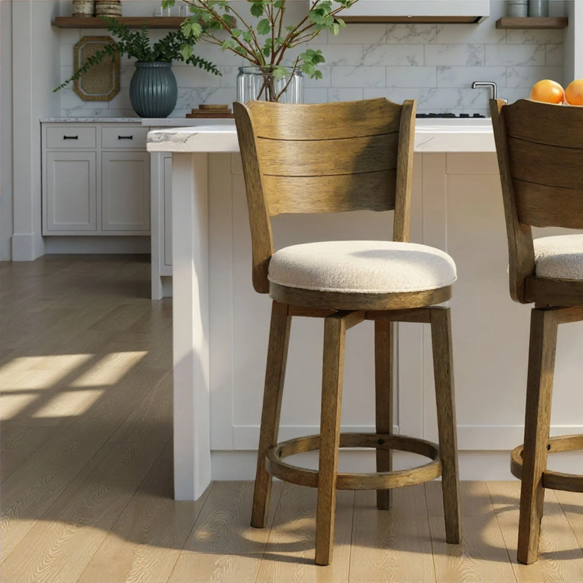 Winsley - Coastal Modern Swivel Wood Counter Height Kitchen Bar Stool - Image 16