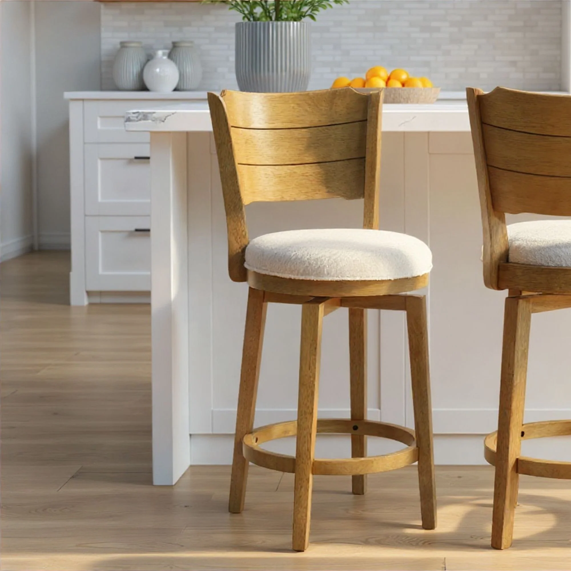 Winsley - Coastal Modern Swivel Wood Counter Height Kitchen Bar Stool - Image 19