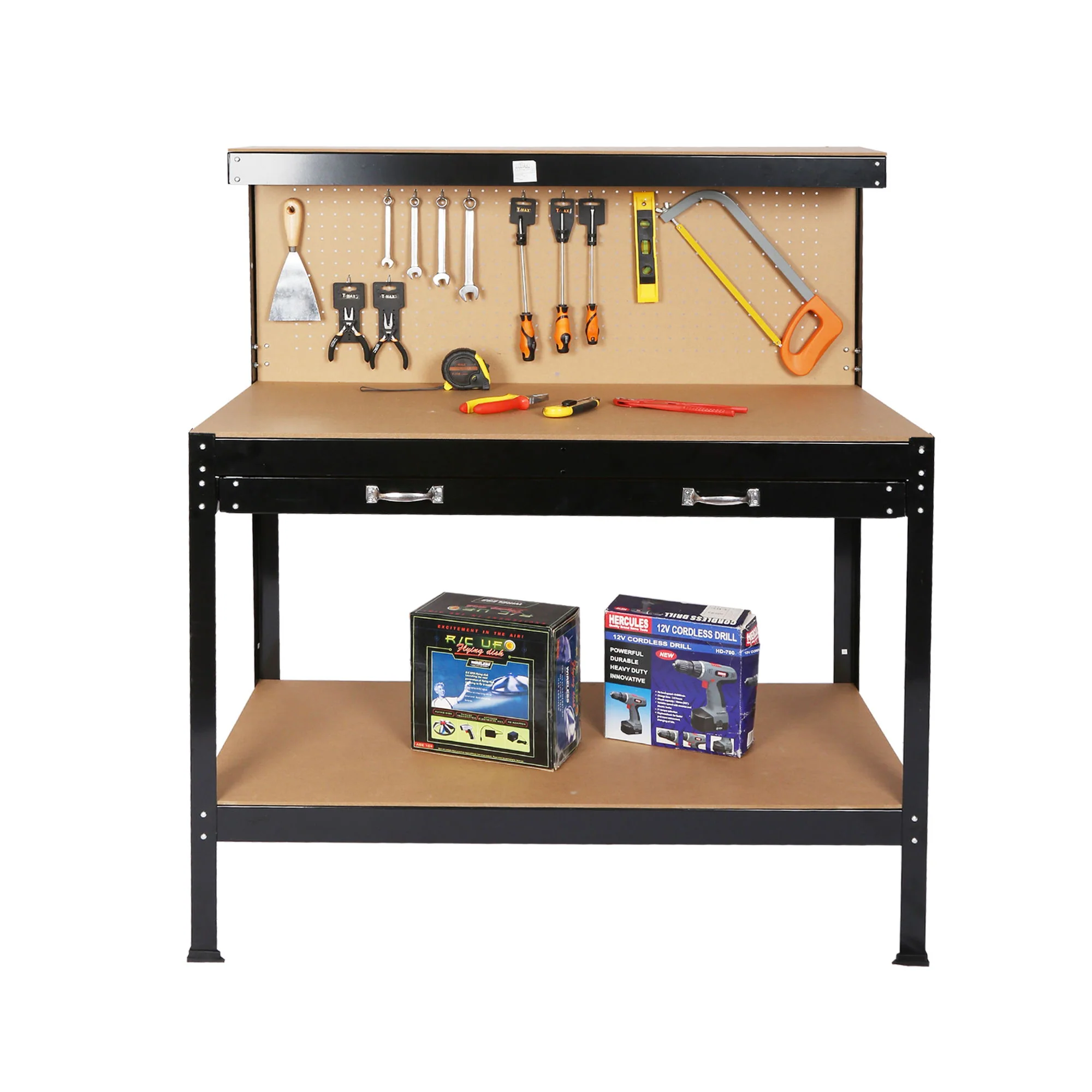 Wood Work Bench - Black / Light Brown - Image 5