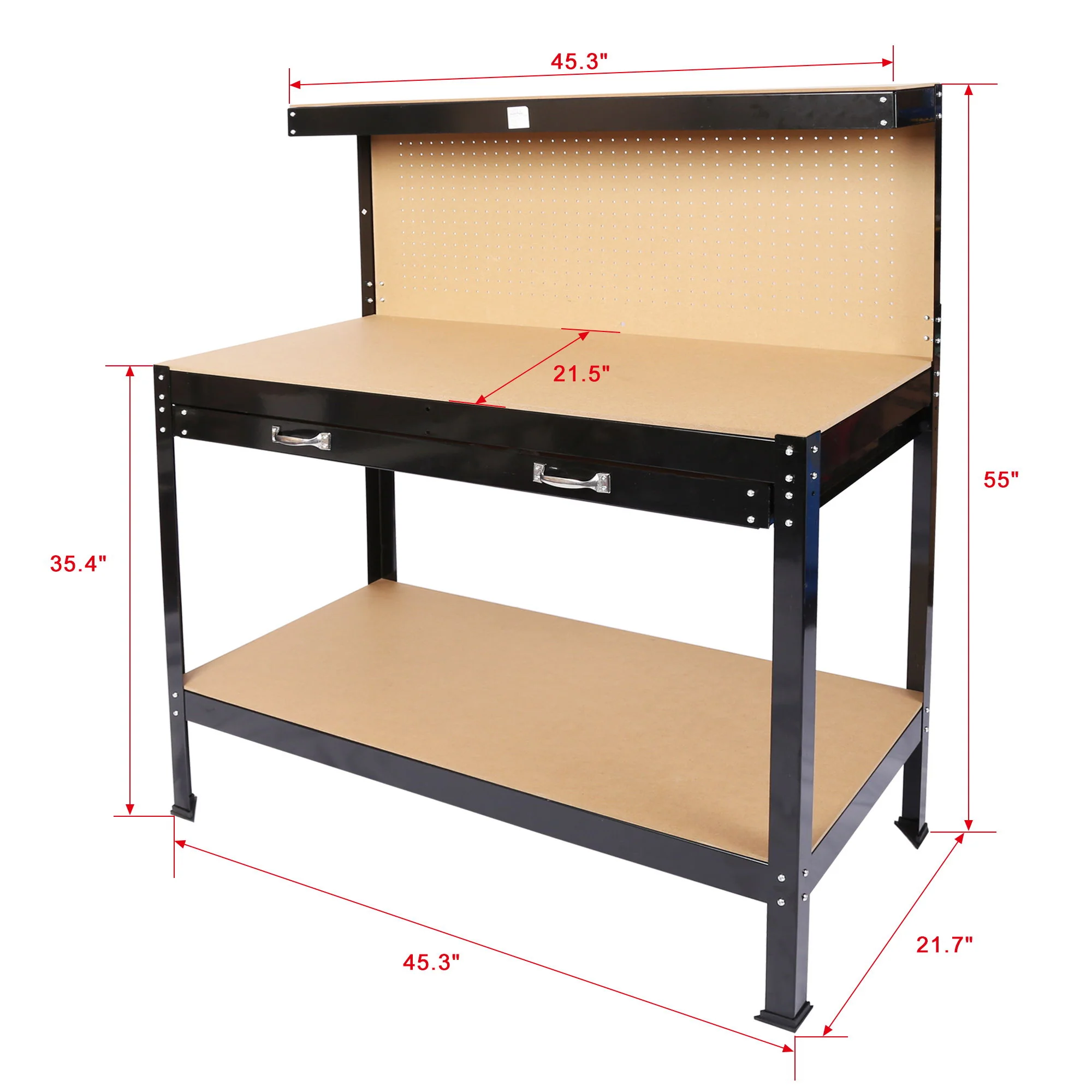 Wood Work Bench - Black / Light Brown - Image 6