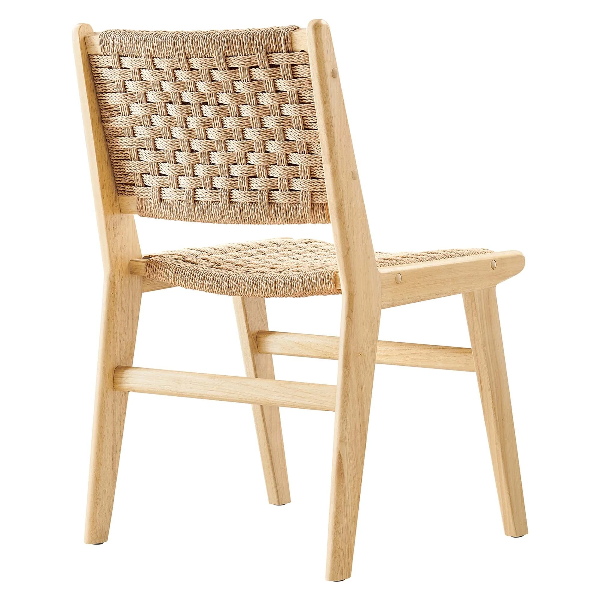 Woven Rope Wood Dining Side Chair Set of 2 – Basket Weave Design - Image 10