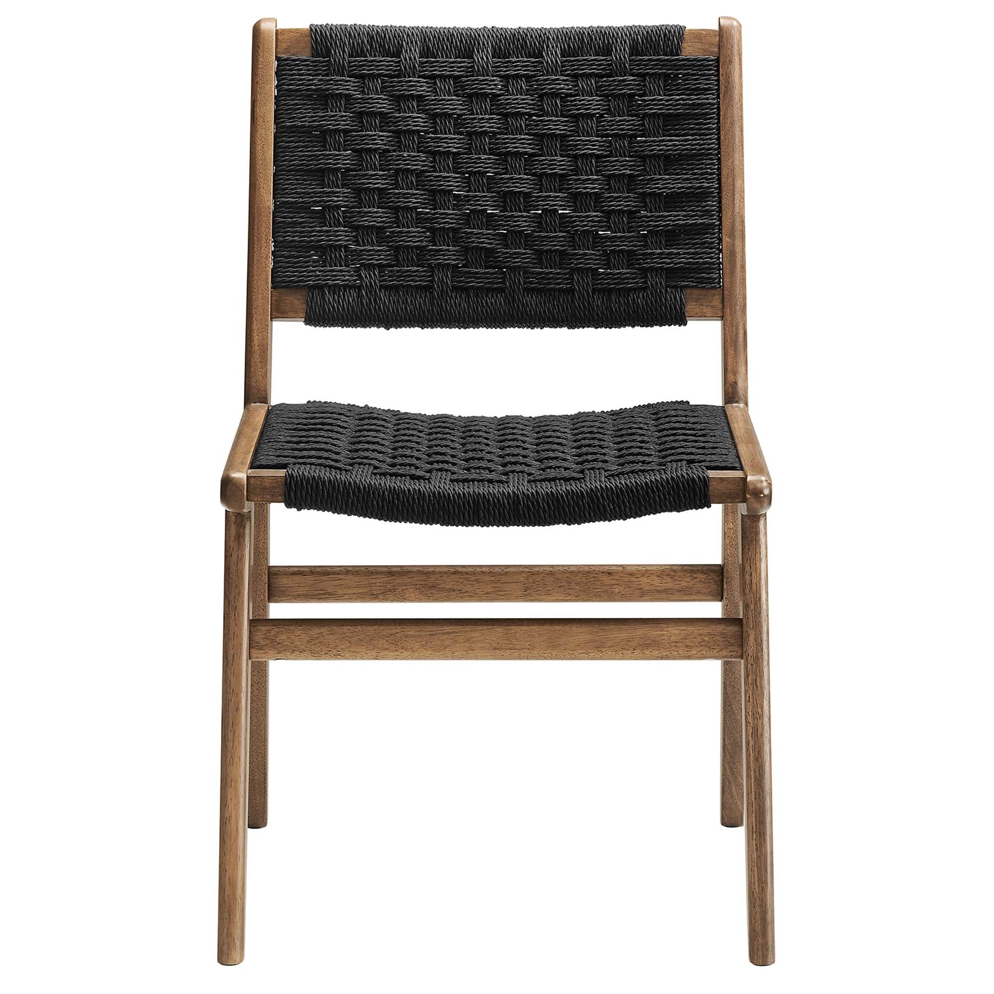 Woven Rope Wood Dining Side Chair Set of 2 – Basket Weave Design - Image 16