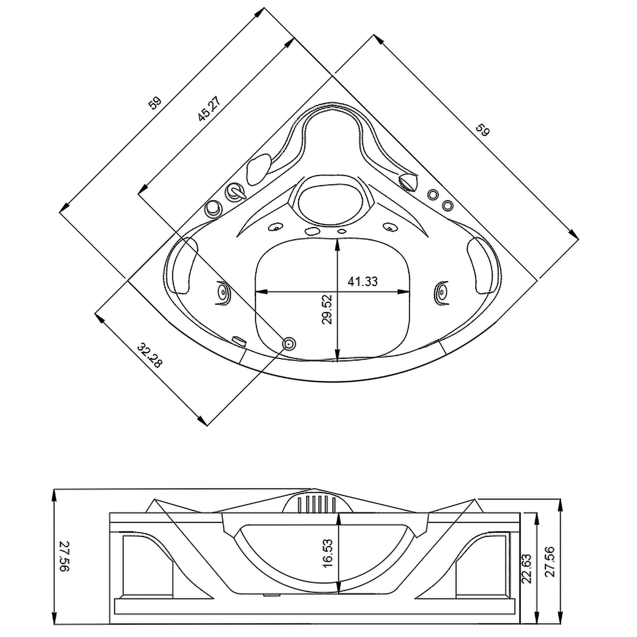 Xavier - Double Corner Massage Bathtub - Milk White - Image 8