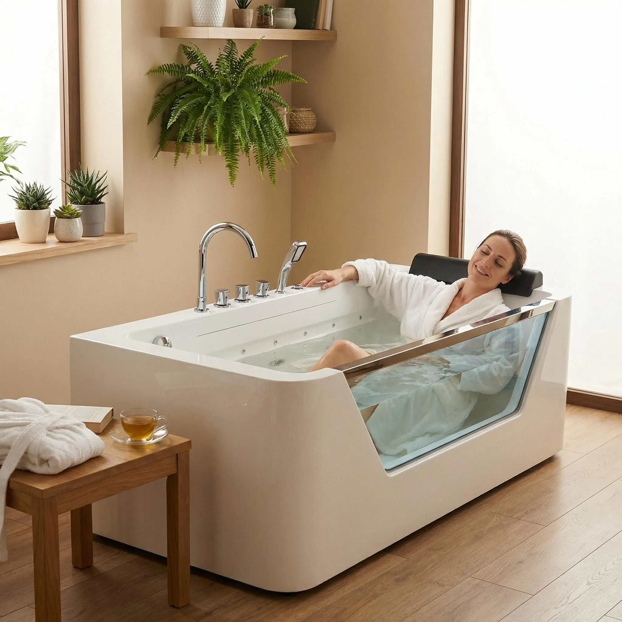 Xavier - Single Massage Bathtub - Milk White - Image 5