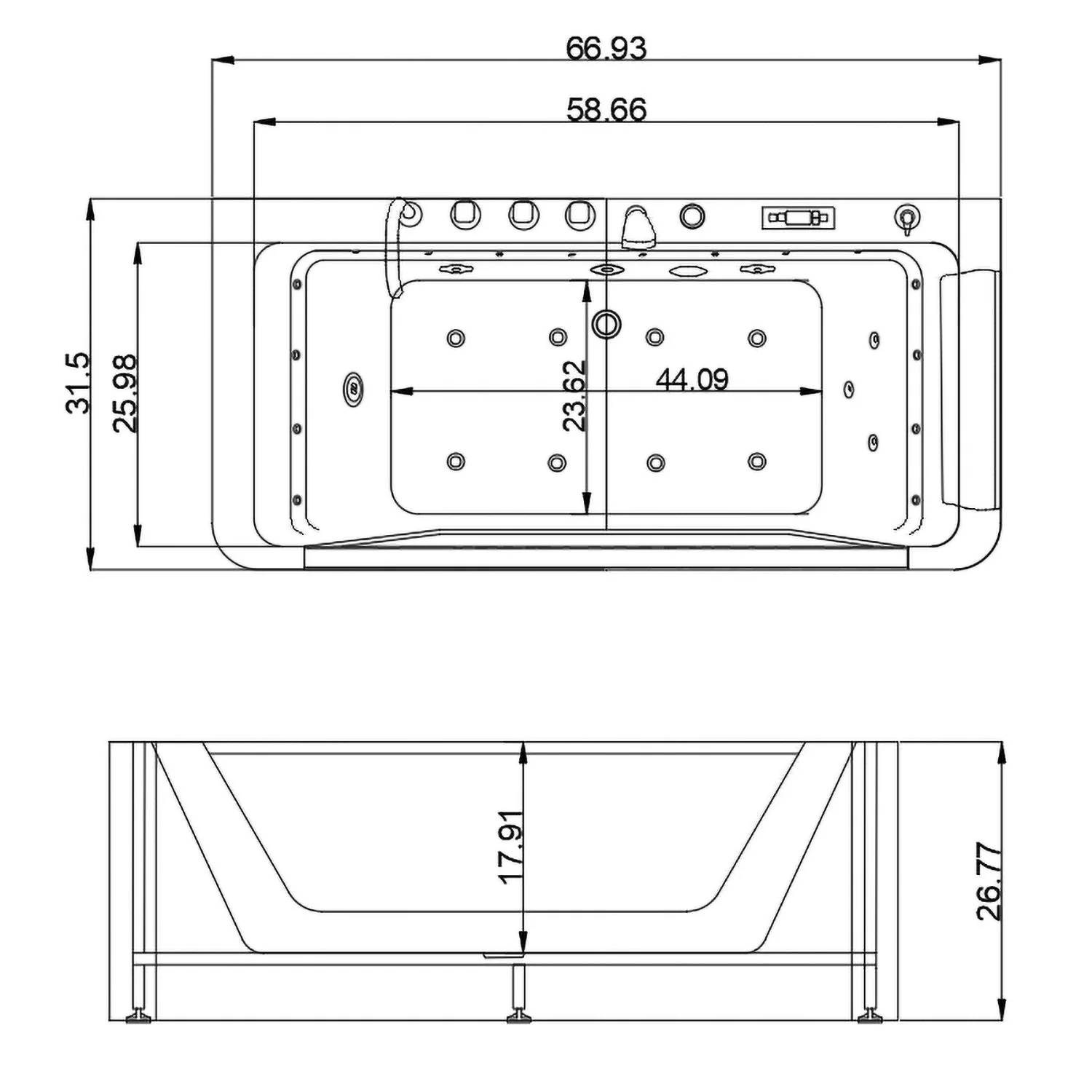Xavier - Single Massage Bathtub - Milk White - Image 7