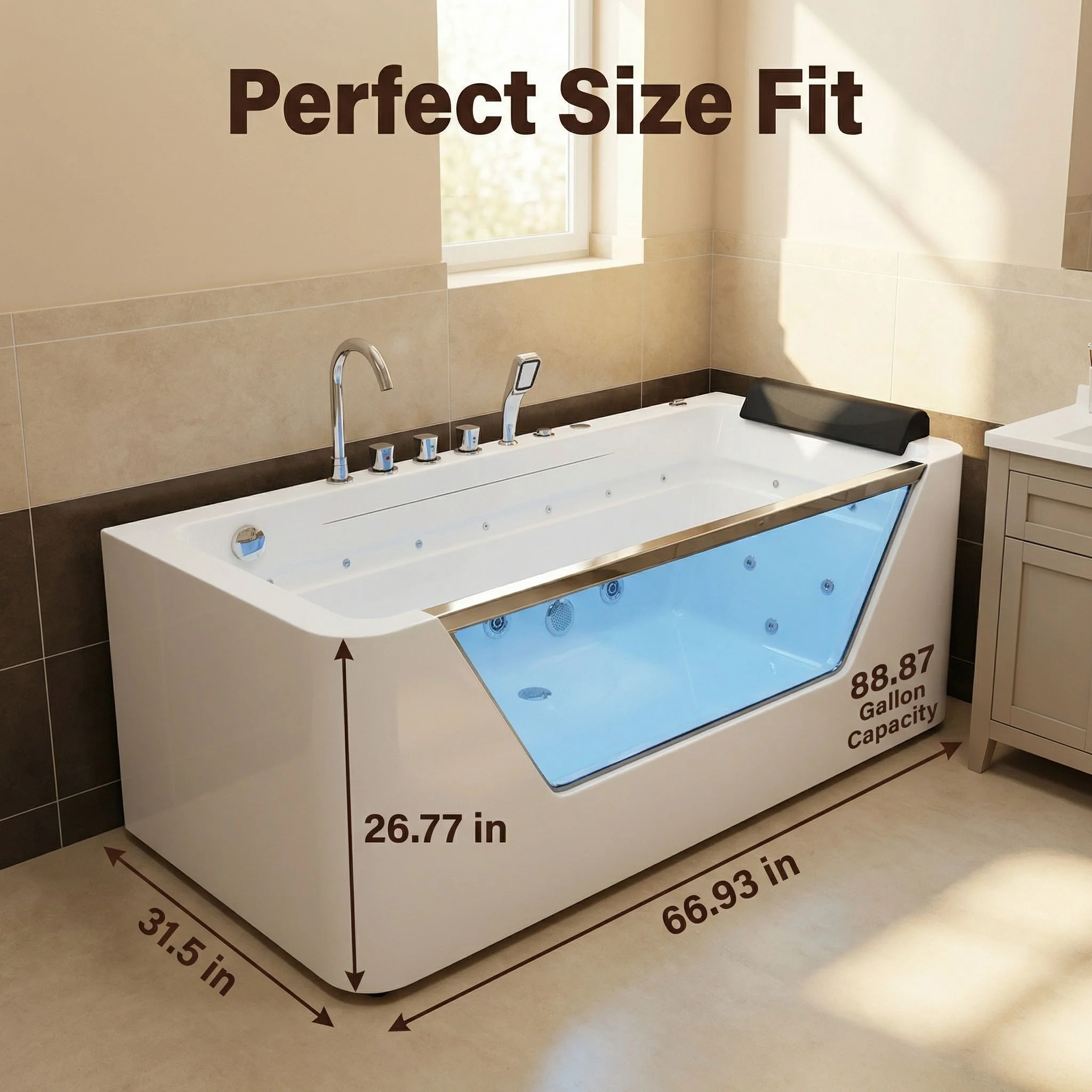 Xavier - Single Massage Bathtub - Milk White - Image 9
