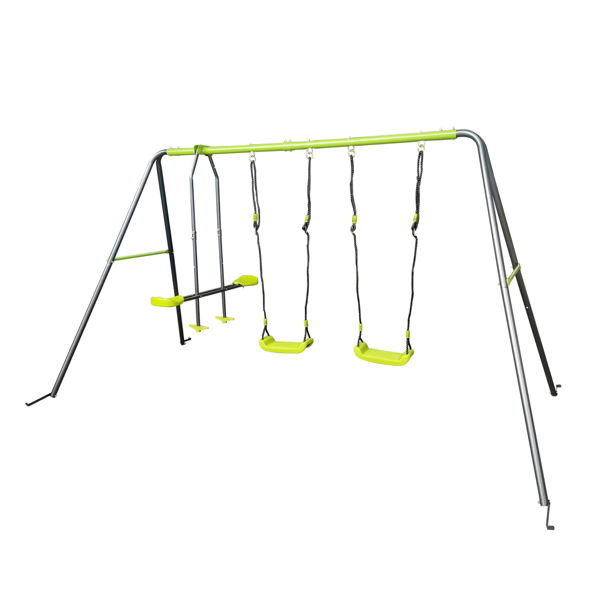 Xns081 Interesting Swingset With Plastic Safe Swing Set 440Lbs For Outdoor Playground For Age 3+ With Face To Face Without Tee - Lime Green - Image 7