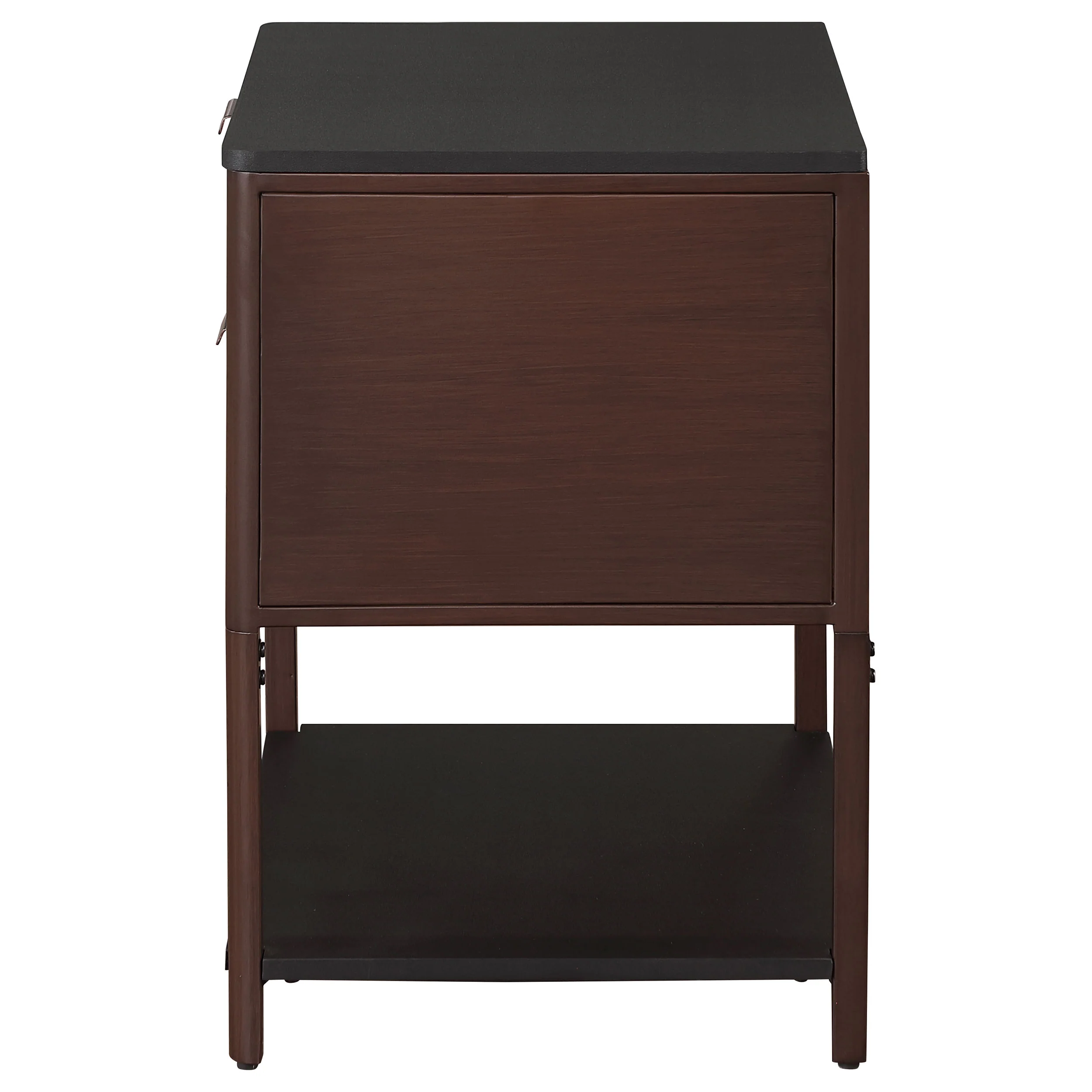 Zimmerlee 2-Drawer Side Table with Shelf, Rust Brown - Image 2