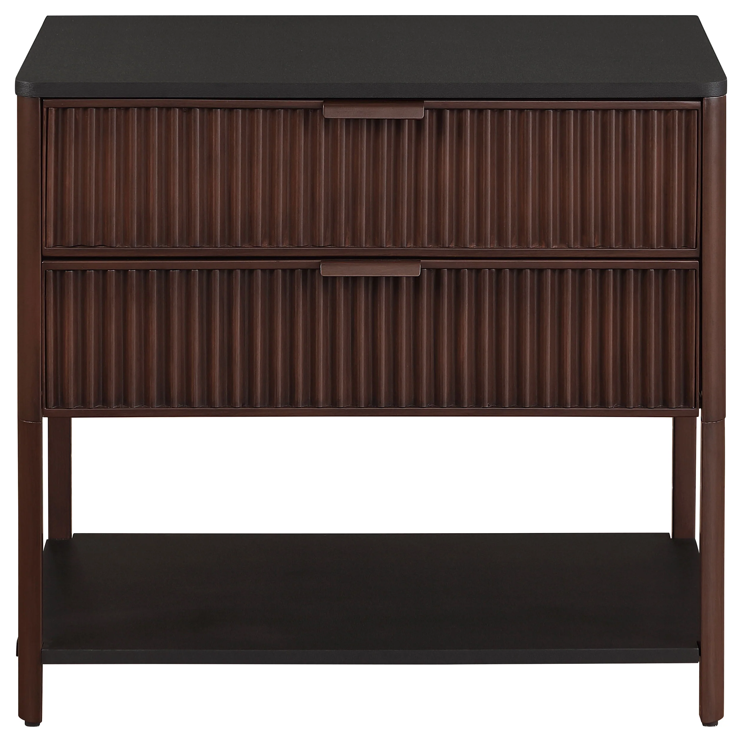 Zimmerlee 2-Drawer Side Table with Shelf, Rust Brown - Image 3