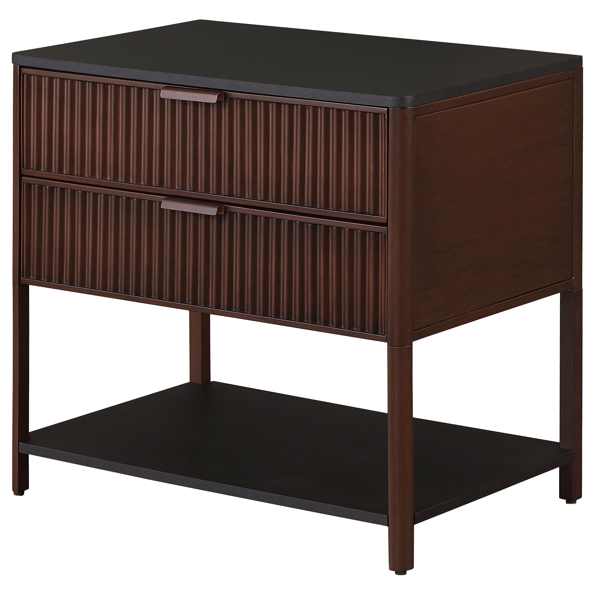 Zimmerlee 2-Drawer Side Table with Shelf, Rust Brown - Image 5