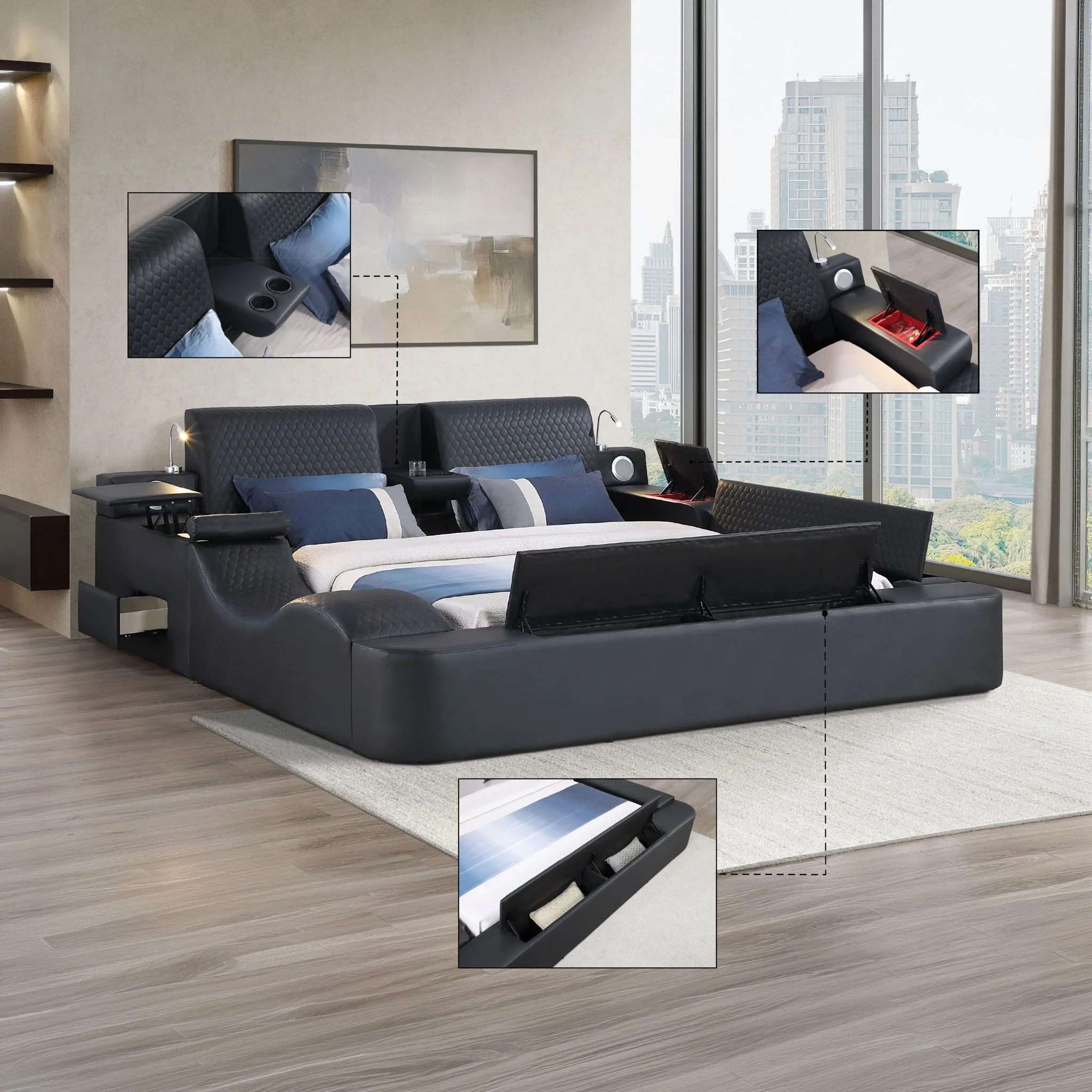 Zoya - Smart Multifunctional Bed, Built In Bluetooth Speakers, USB Charging - Image 19