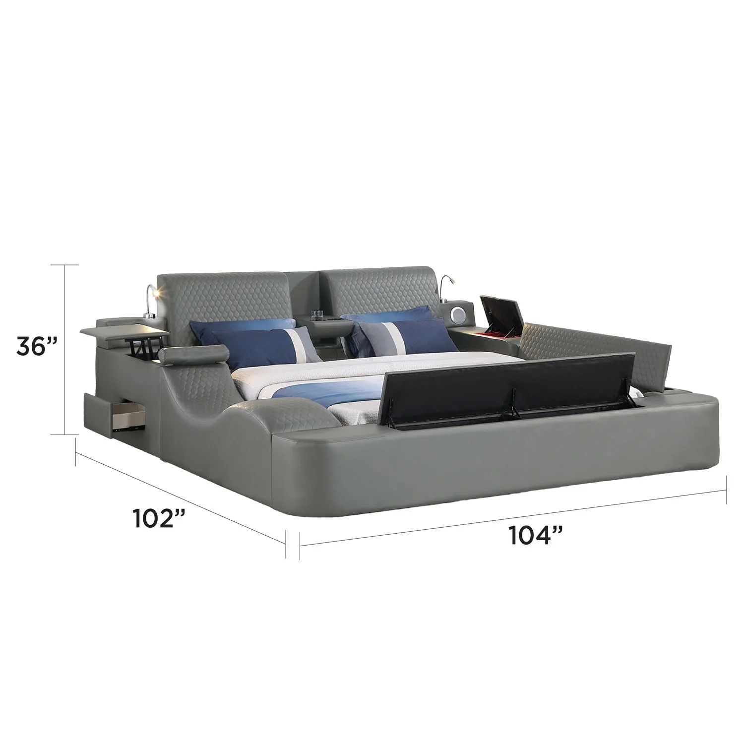 Zoya - Smart Multifunctional Bed, Built In Bluetooth Speakers, USB Charging - Image 41