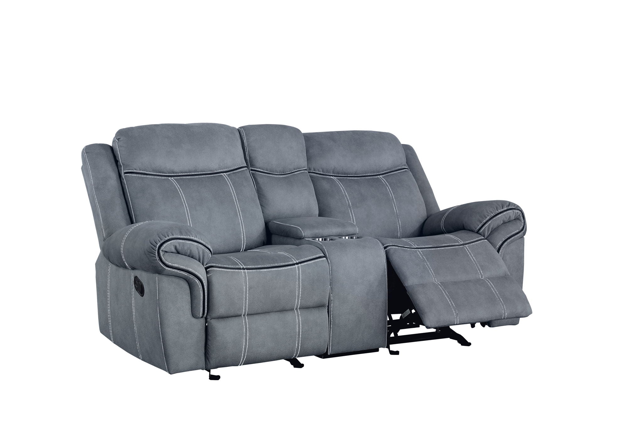 Zubaida - Two Tone Recliner Loveseat With USB Port Console - Image 6